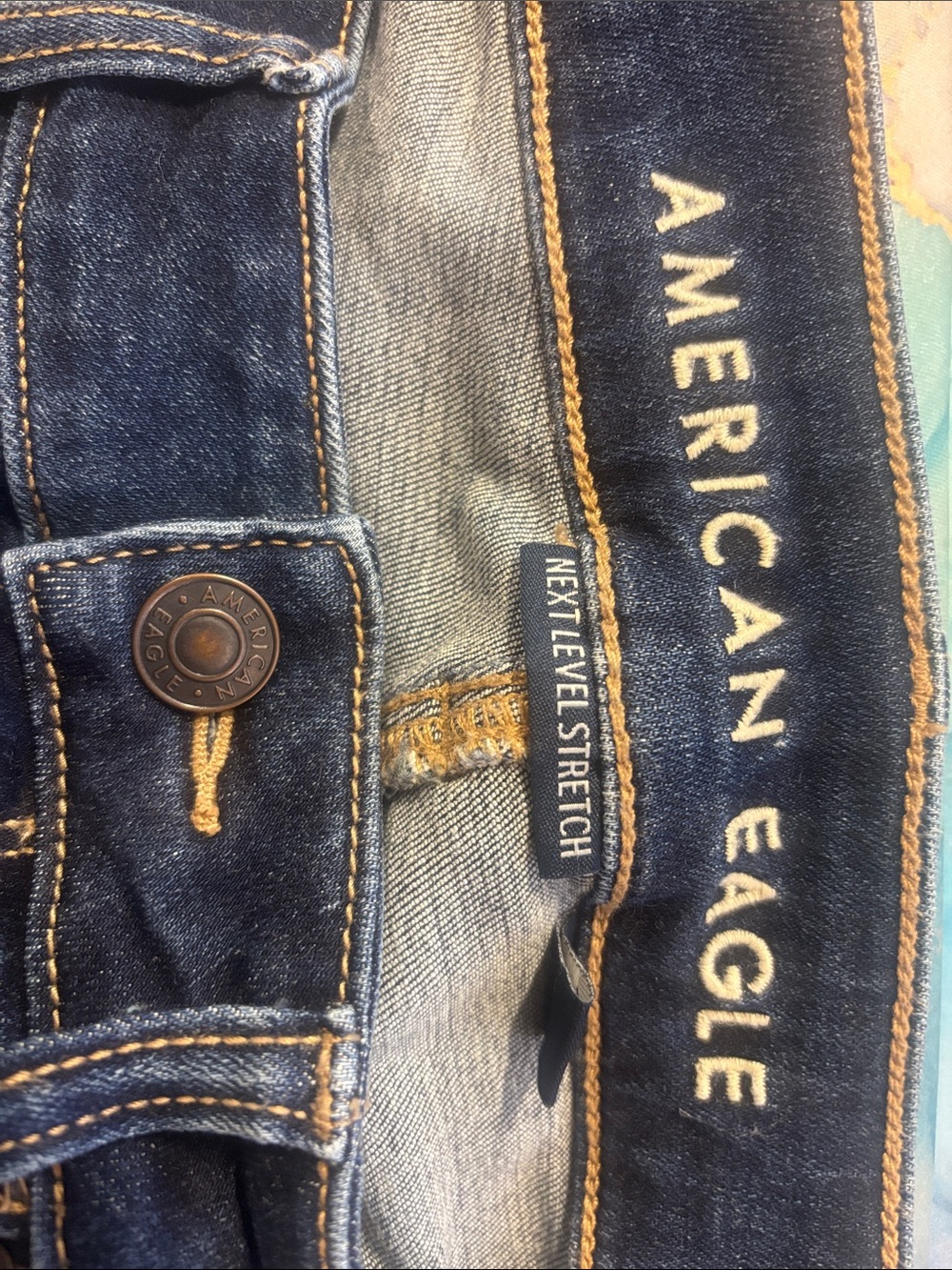 American Eagle Outfitters Indigo High Rise Skinny Jeans Stretchy Casual Denim - Picture 10 of 11